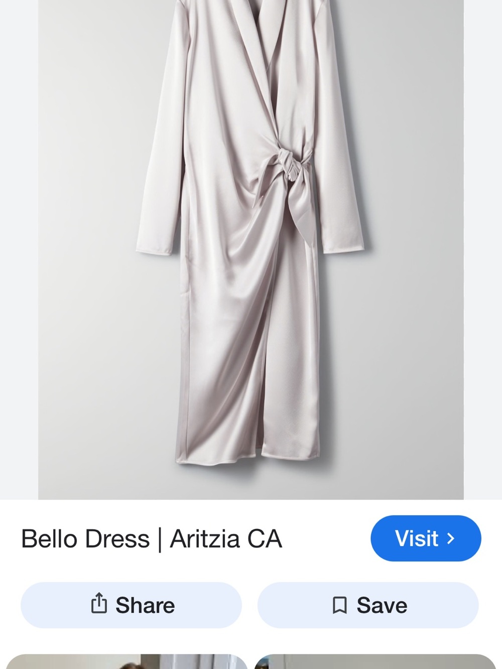 Babaton Aritzia Bello Satin Twist Midi Dress in Pale Silver